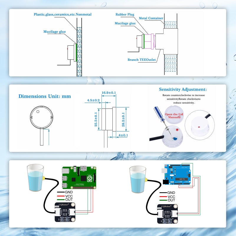 CQRobot Non-Contact Water/Liquid Level Sensor Compatible with Arduino, Raspberry Pi and Other Motherboards. for Industrial Production, Aquarium, Chemical Solution, Agriculture, Gardening, etc. - Image 4